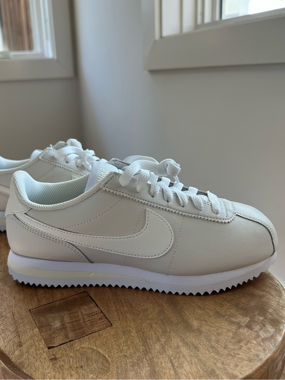 Nike White Cortez Low-Top Leather Sneakers